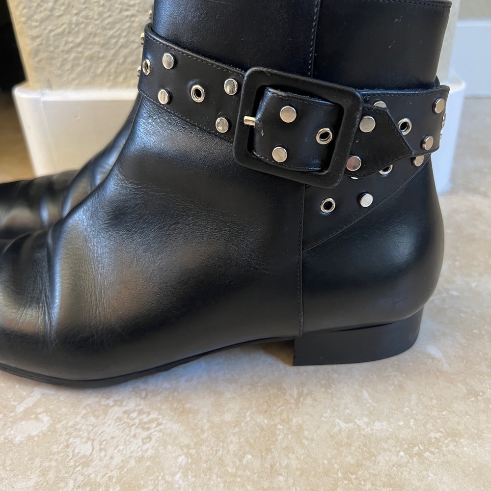 Jimmy Choo Women’s Black Hallie 20 studded buckled leather ankle boots